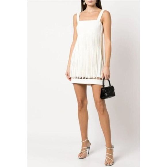 NEW $650 Alexis SASKIA Alabaster Sleeveles Mini Fringe Dress Sz M Bridal Wedding - Picture 6 of 16